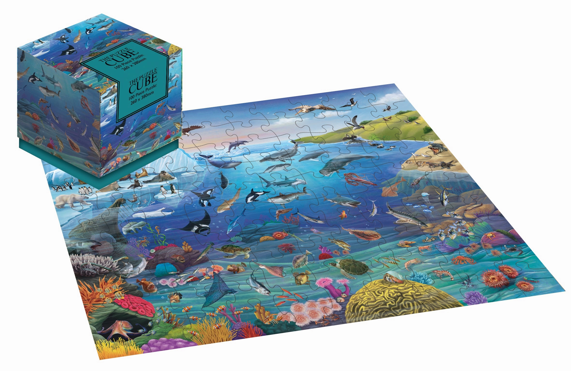 100 Piece Cube Jigsaw Puzzle Sealife