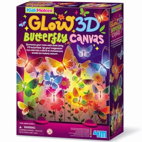 4M KidzMaker 3D Glow Butterfly Canvas Craft Kit for Ages 5 and Up