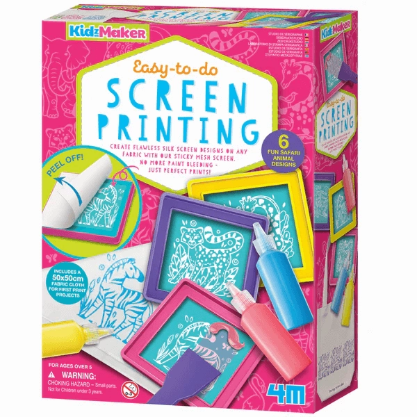 4M KidzMaker Easy to do Screen Printing Craft Kit for Ages 5 and Up