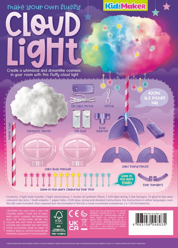 4M KidzMaker Make Your Own Fluffy Cloud Light Kit for Ages 5 and Up