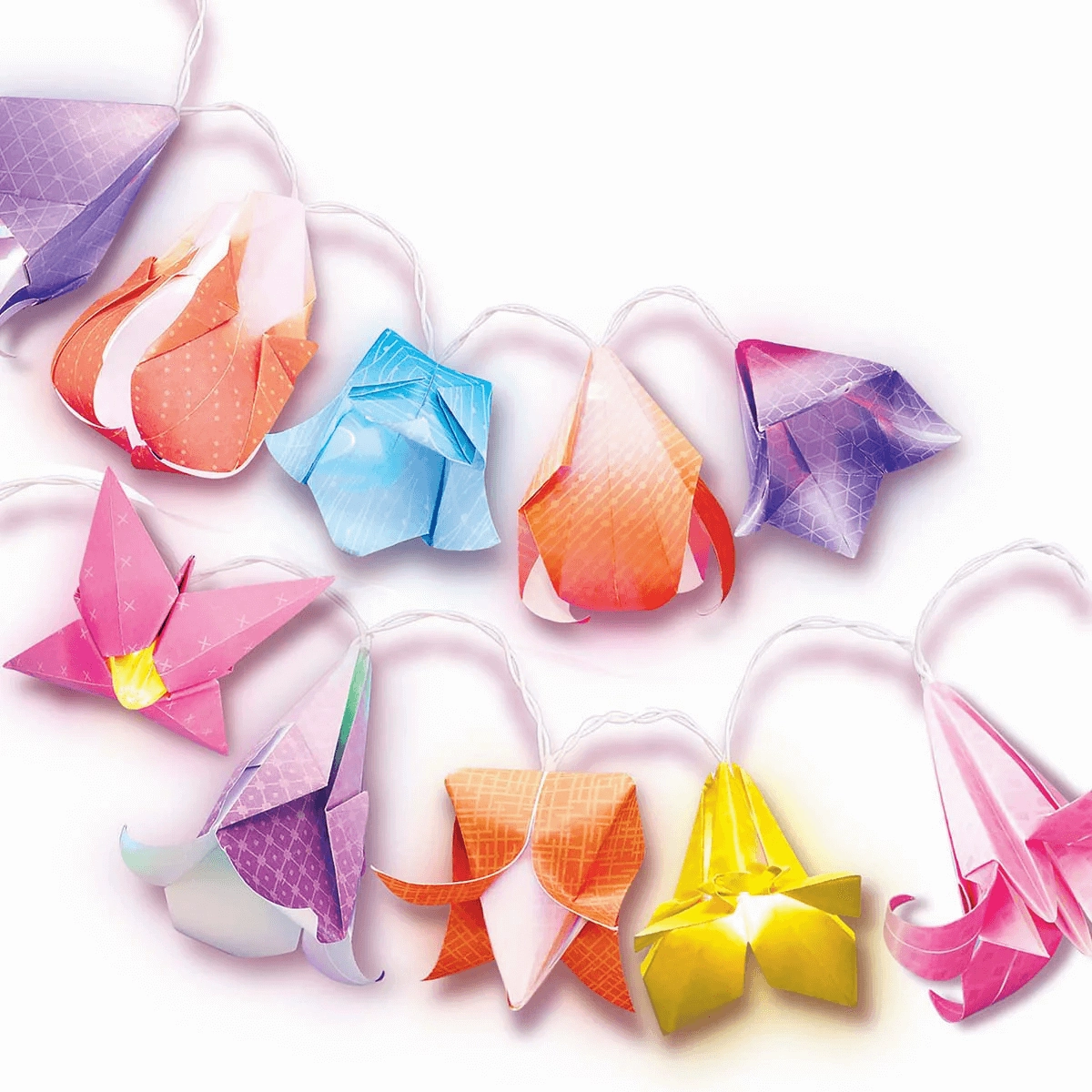 4M KidzMaker Make Your Own Origami Flower String Lights for Age 5 & Up