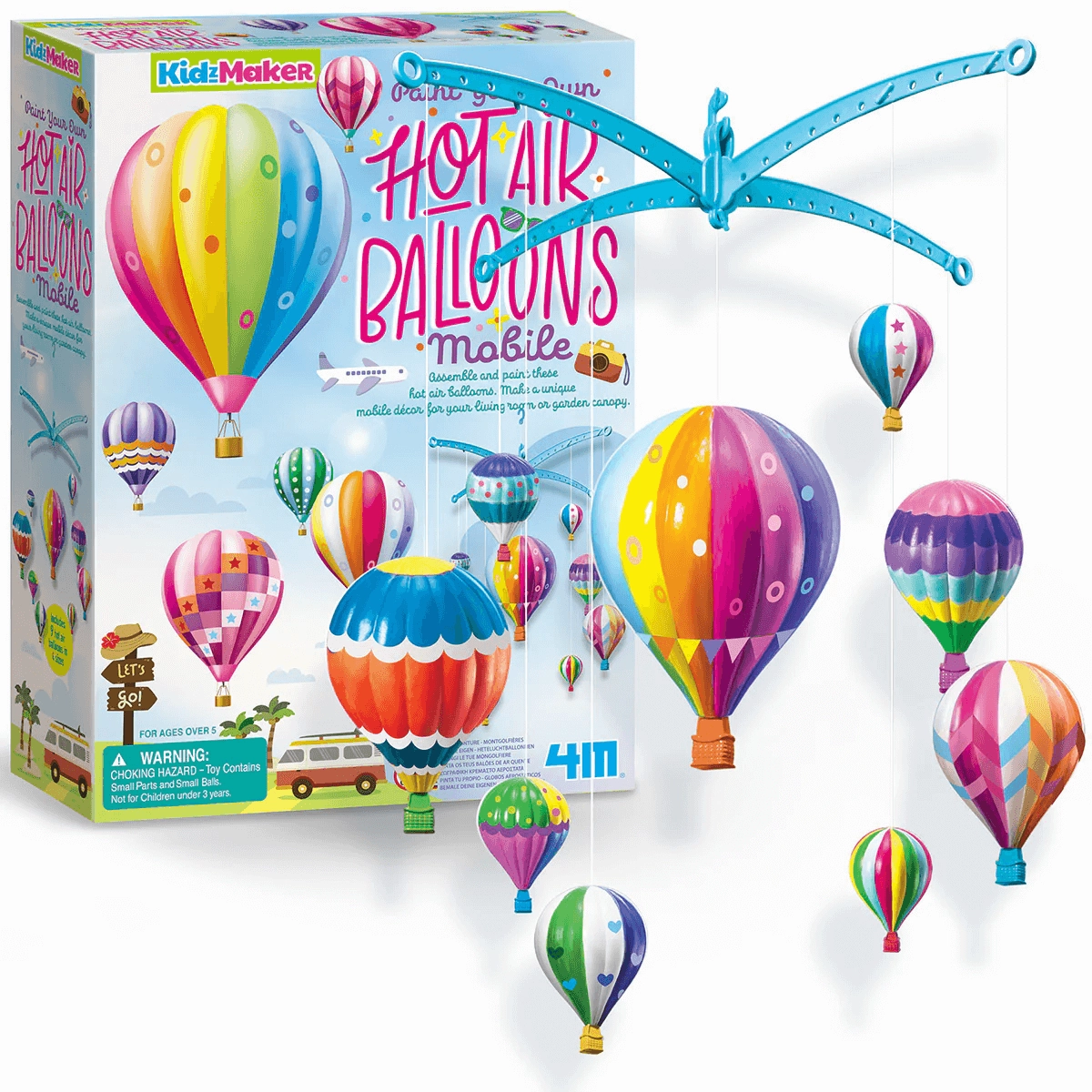 4M KidzMaker Paint Your Own Hot Air Balloons Mobile Kit for Age 5 & Up