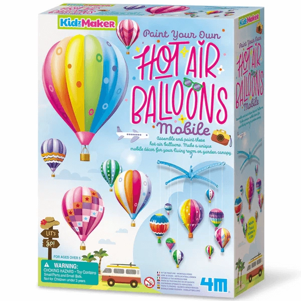 4M KidzMaker Paint Your Own Hot Air Balloons Mobile Kit for Age 5 & Up