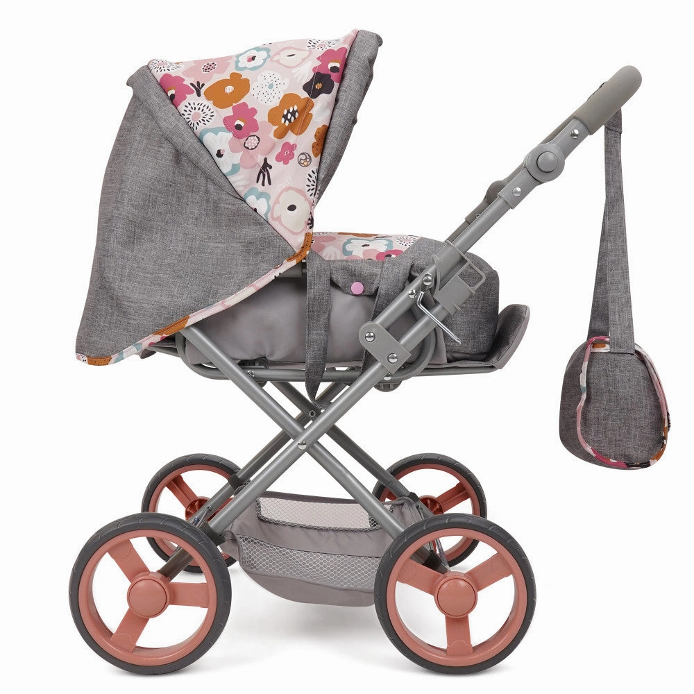 509 Crew Kelly Deluxe Doll Pram with Melange Flora Design and Matching Bag