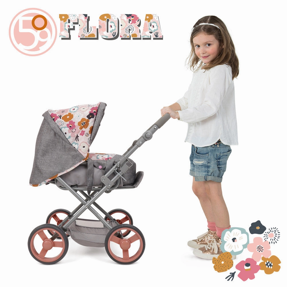 509 Crew Kelly Deluxe Doll Pram with Melange Flora Design and Matching Bag