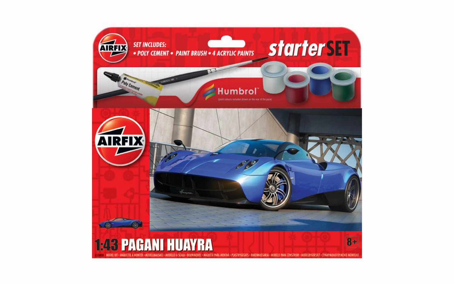 Airfix Small Starter Set 1/43 Pagani Huayra (A55008) for Ages 8 and Up