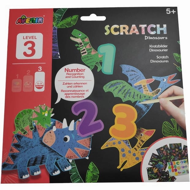 Avenir Scratch Art Level 3 Numbers Dinosaurs