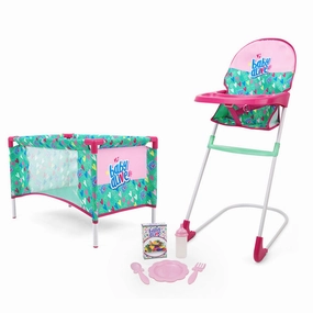 Baby Alive 7-Piece At Home Play Set with Doll Accessories - Green/Pink