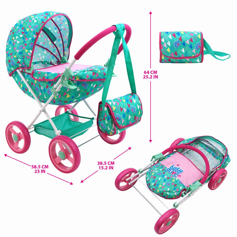 Baby Alive Deluxe Doll Pram Playset - Heart Design, Multi-Color