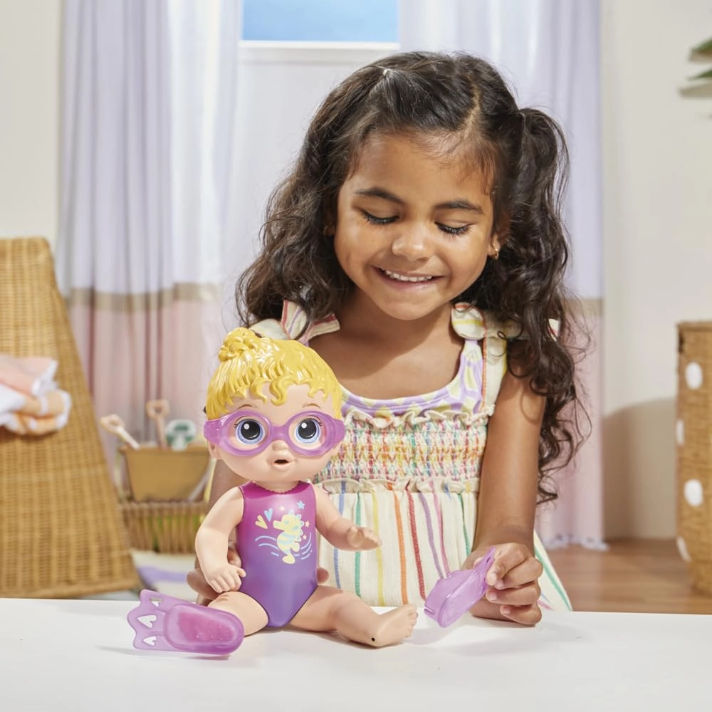 Baby Alive Sunny Swimmer Blonde Hair 10-Inch Water Baby Dolls for 3 Year Old Girls and Boys and Up
