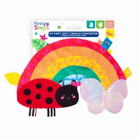 Baby's Soft Rainbow Blankie with Sensory Crinkle Effect & Tags