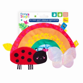 Baby's Soft Rainbow Blankie with Sensory Crinkle Effect & Tags