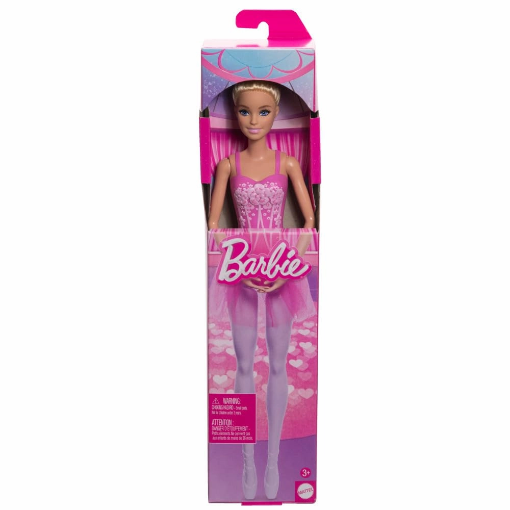Barbie Ballerina Doll, Blonde Fashion Doll Wearing Purple Removable Tutu, Posed with Ballet Arms & en Pointe Toe Shoes