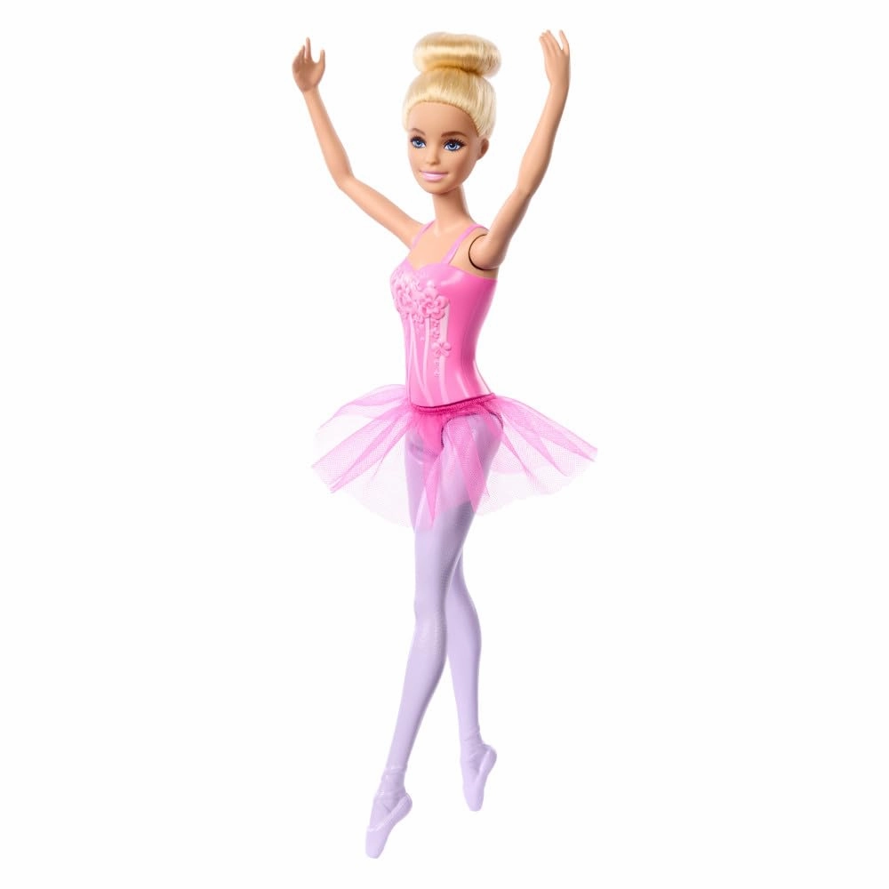 Barbie Ballerina Doll, Blonde Fashion Doll Wearing Purple Removable Tutu, Posed with Ballet Arms & en Pointe Toe Shoes
