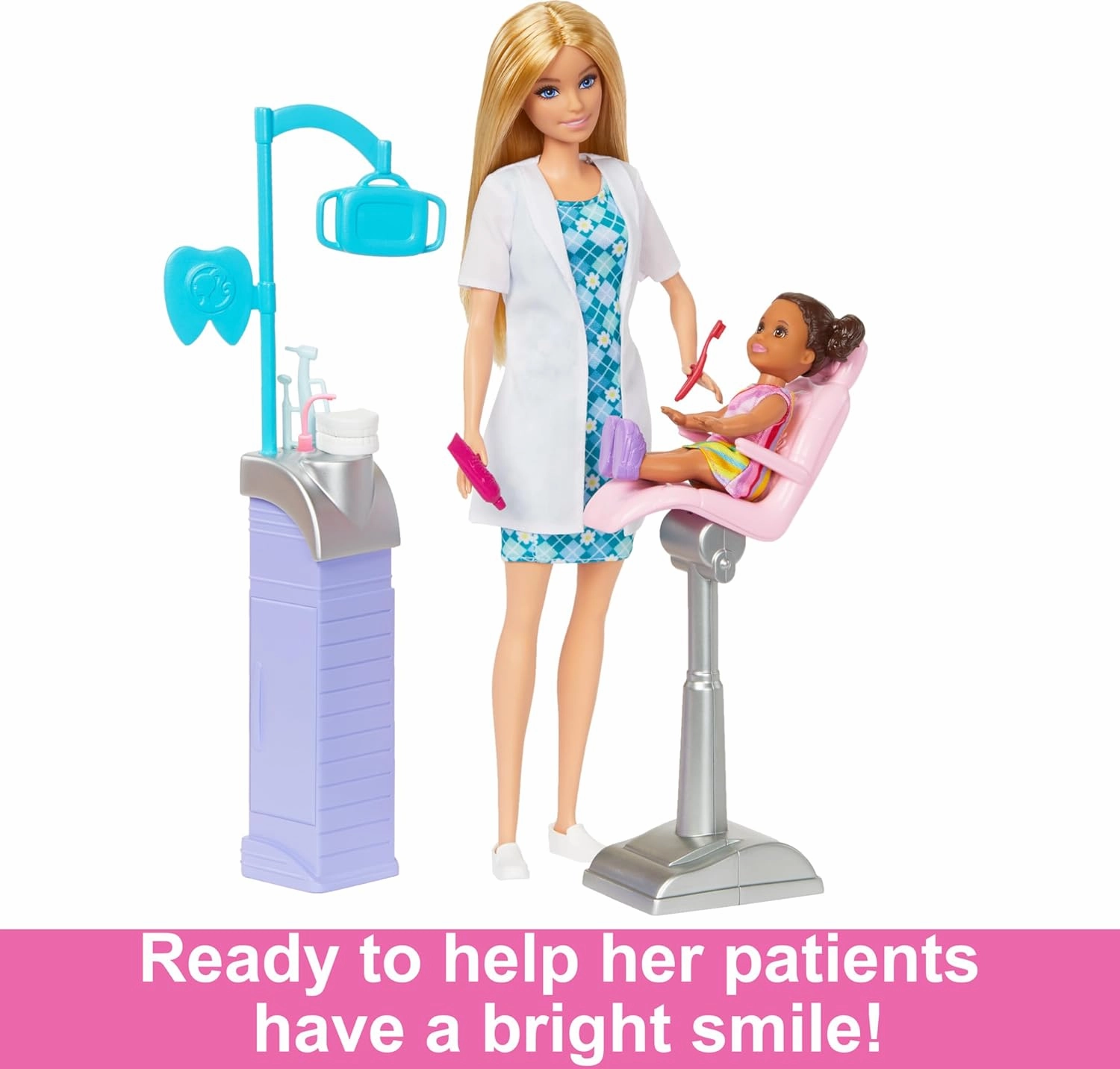 Barbie Careers Blonde Hair Dentist Doll and Playset with Accessories Medical Doctor Set for Kids Ages 3 