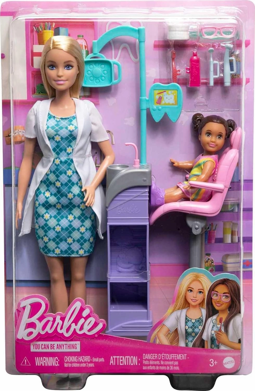 Barbie Careers Blonde Hair Dentist Doll and Playset with Accessories Medical Doctor Set for Kids Ages 3 