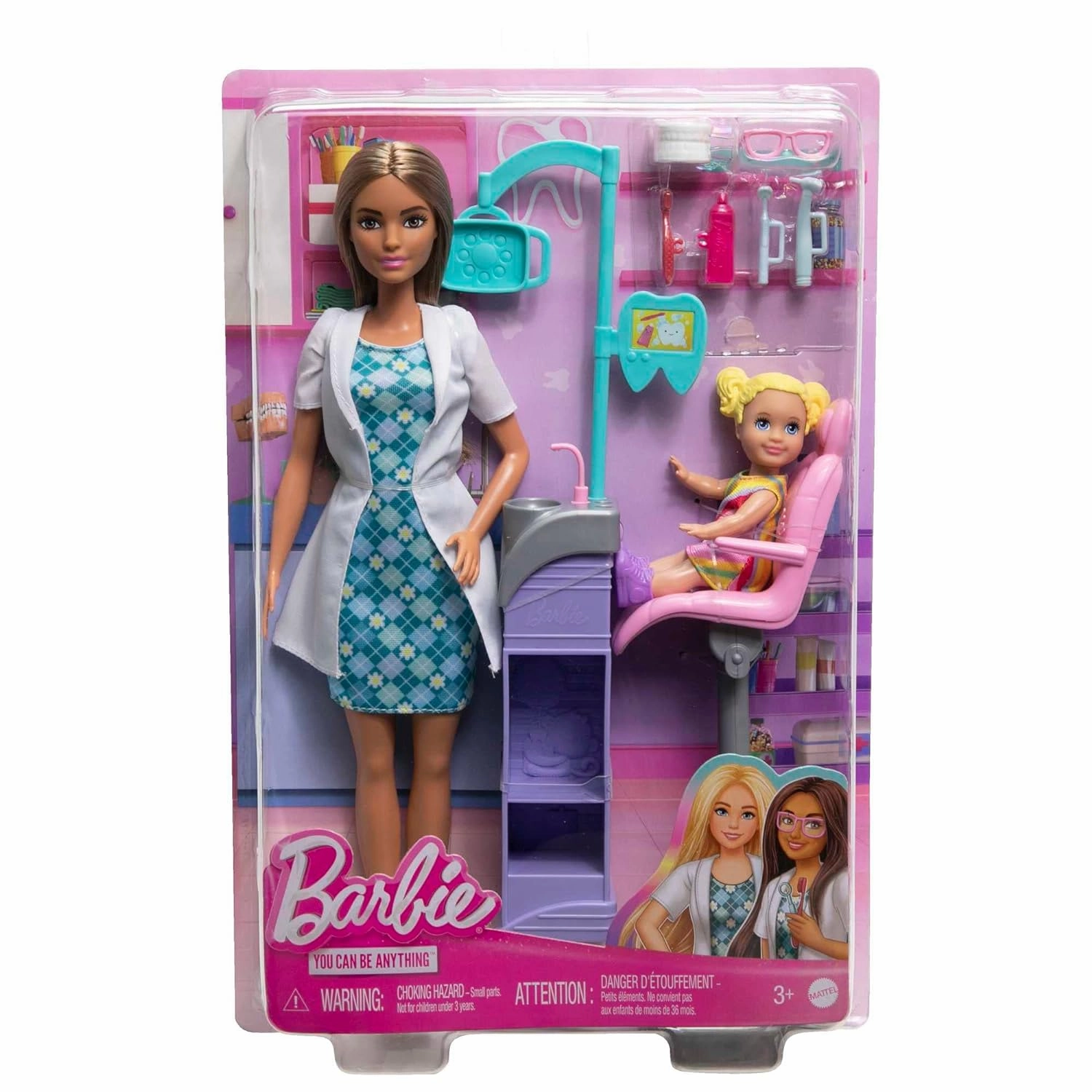 Barbie Careers Brown Hair Dentist Doll and Playset with Accessories Medical Doctor Set for Kids Ages 3 