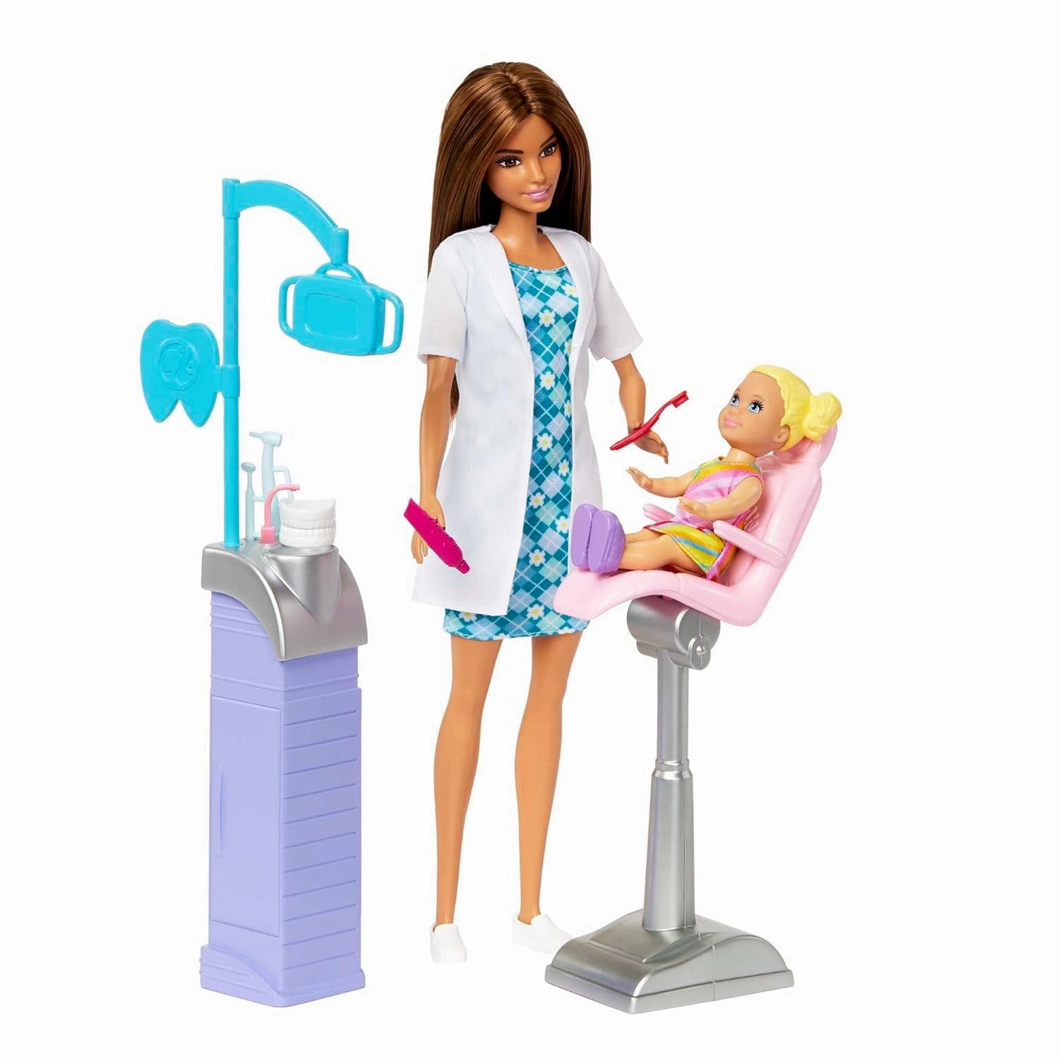 Barbie Careers Brown Hair Dentist Doll and Playset with Accessories Medical Doctor Set for Kids Ages 3 