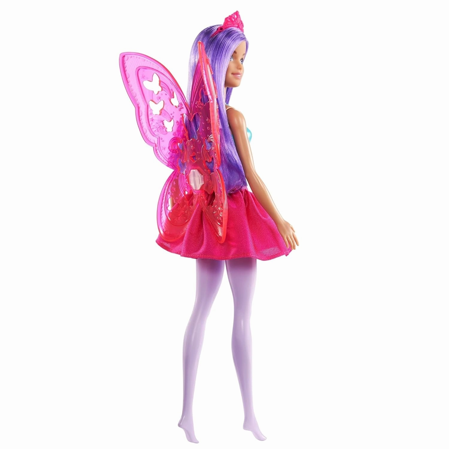 Barbie Dreamtopia 11.5-inch Purple Hair Fairy Doll Wearing Skirt, Clip-On Wings & Tiara, for Kids Ages 3 and UP