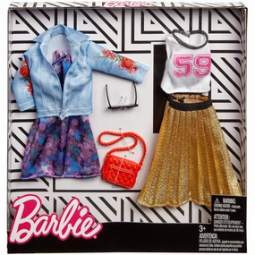Barbie Fashion 2 Pack Gold Skirt And Jean Jacket Outfit