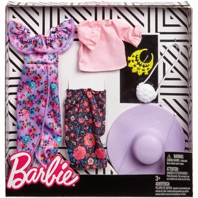 Barbie Fashion 2 Pack Purple Floral Long Dress Outfit