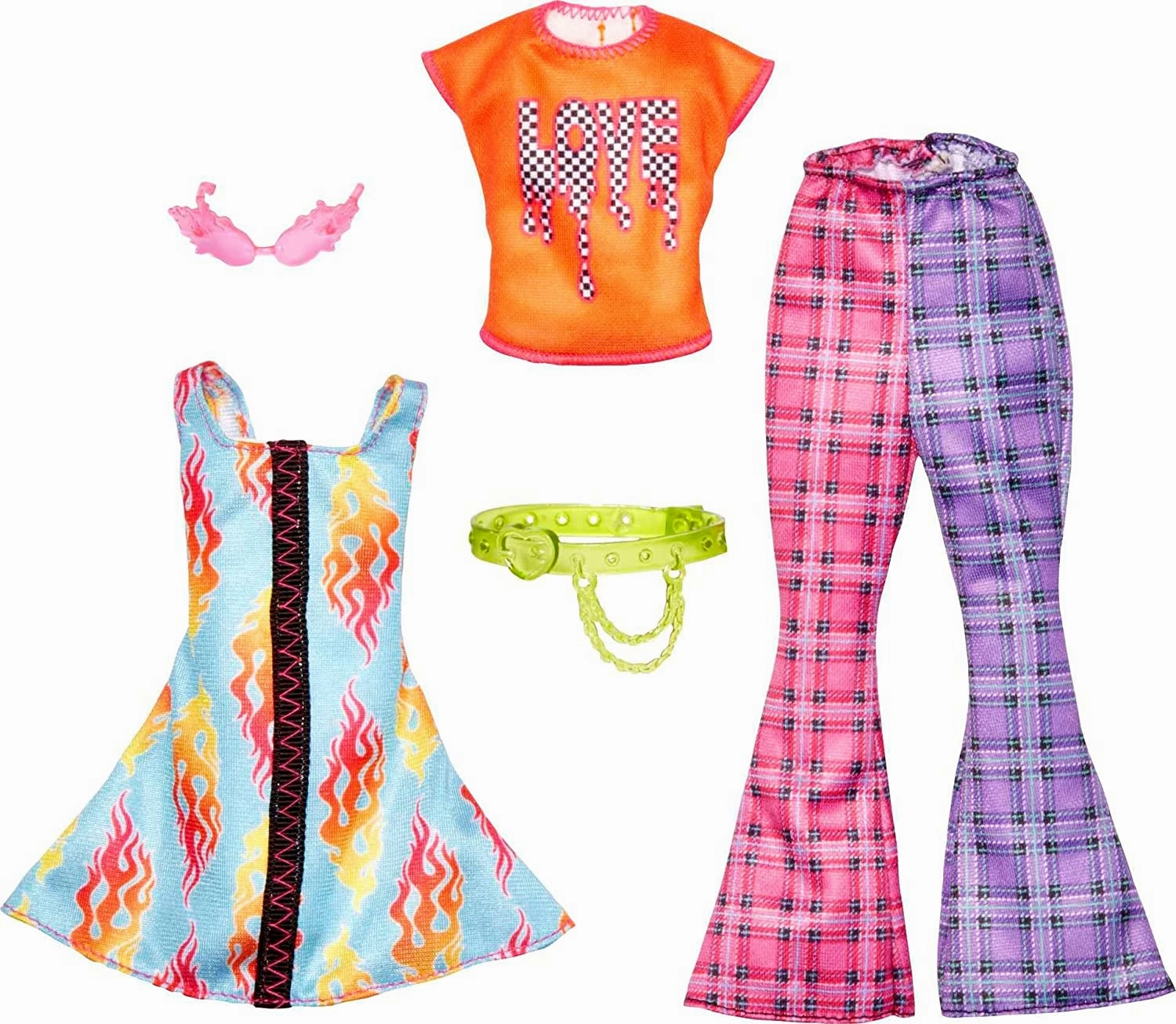 Barbie Fashions 2 Pack Blue Flame Dress And Orange Shirt