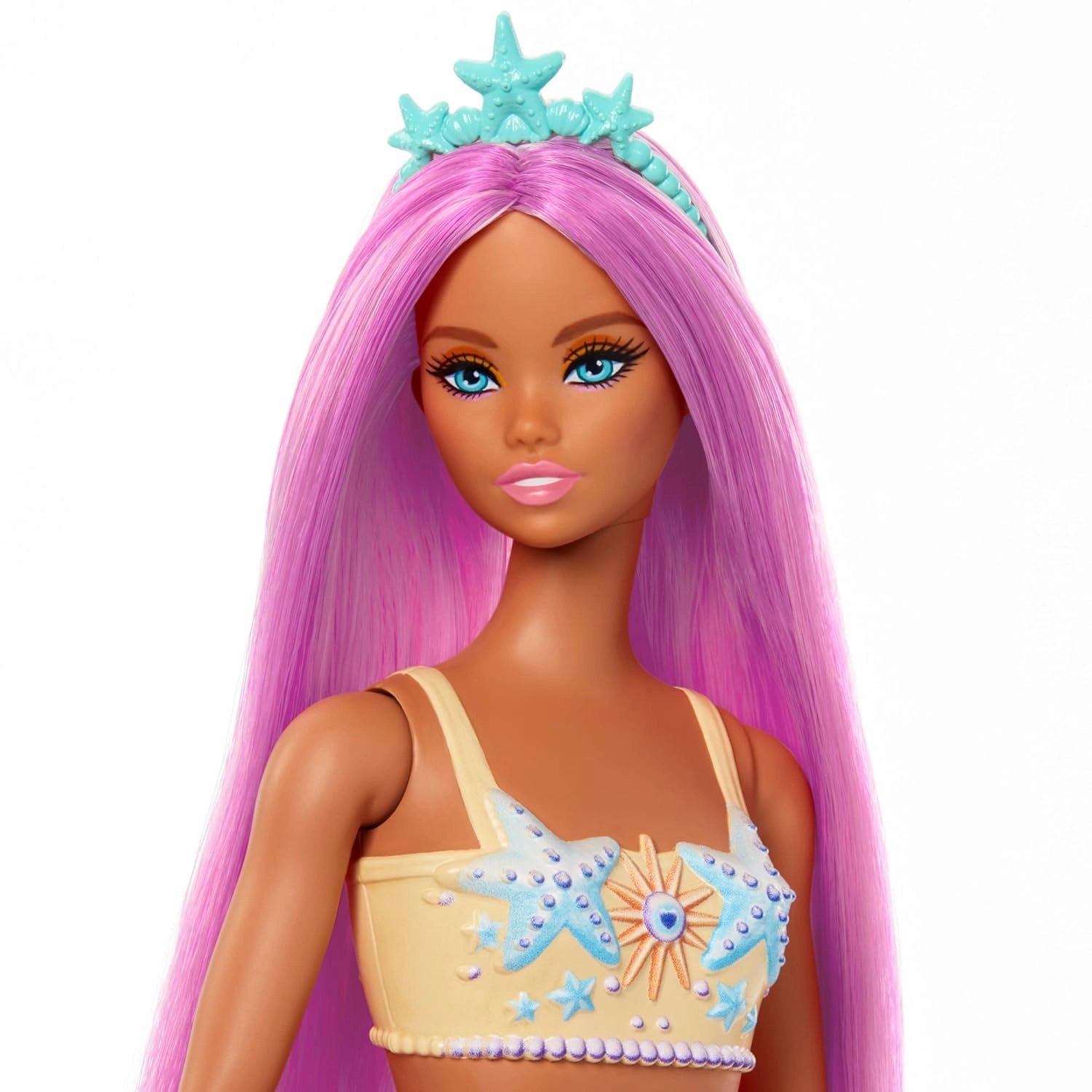 Barbie Mermaid Doll 3 with Fantasy Hair and Headband Accessories, Mermaid Toys with Shell-Inspired Bodices and Colorful Tails