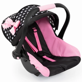 Bayer Design Deluxe Doll Car Seat, Hearts Black & Pink - Doll Accessory