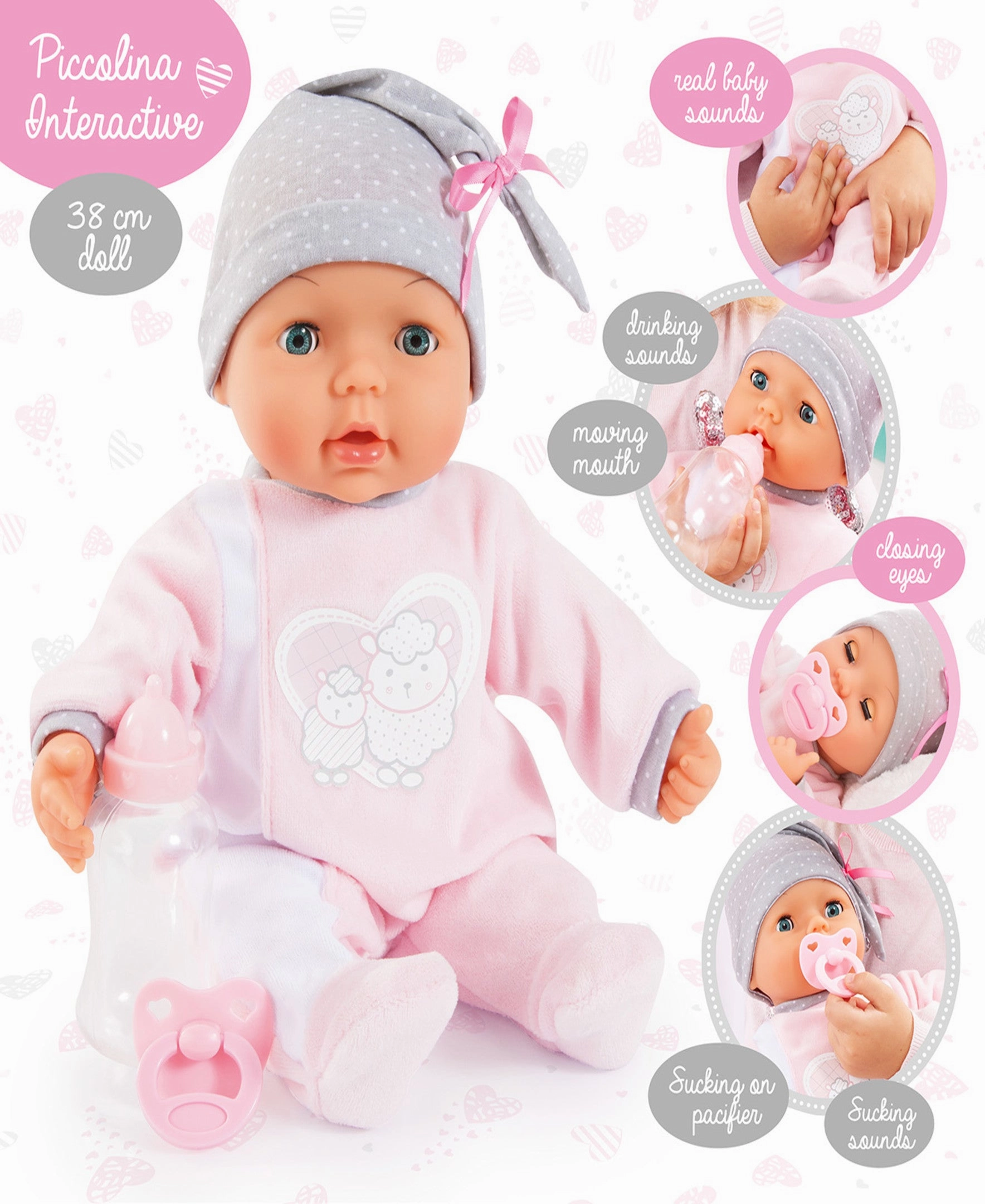 Bayer Design My Piccolina 15" Interactive Baby Doll - Sleepy Eyes