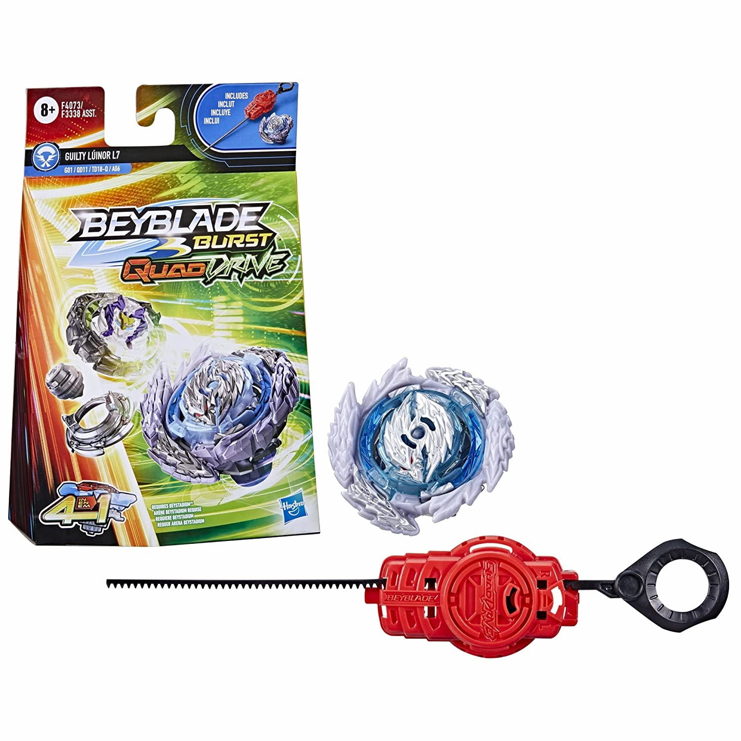 Beyblade Burst QuadDrive Guilty Linor L7 Spinning Top Starter Pack With Launcher For Kids Ages 8 And Up