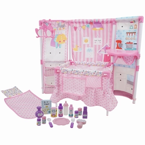 BnB Pink Doll Furniture Set with 14" Baby Doll and Accessories