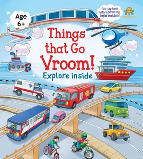 Booktopus Lift-the-Flap Learning Book - Things That Go Vroom! Knowledge Book for Kids - Interactive Learning Books 6 