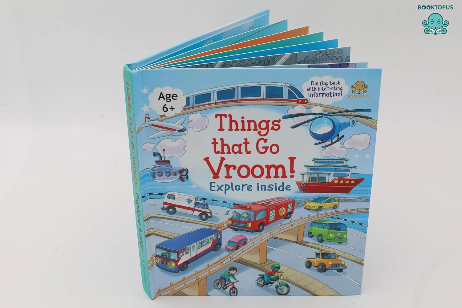 Booktopus Lift-the-Flap Learning Book - Things That Go Vroom! Knowledge Book for Kids - Interactive Learning Books 6 