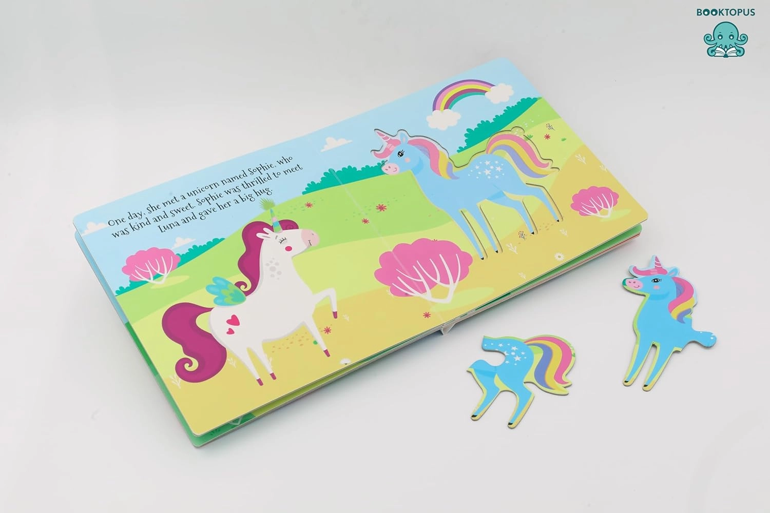 Booktopus Square Puzzle Board Book - Unicorn Friends Learning Puzzle with Easy Grip Pieces - Educational Toys for Kids 4 