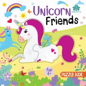 Booktopus Square Puzzle Board Book - Unicorn Friends Learning Puzzle with Easy Grip Pieces - Educational Toys for Kids 4 