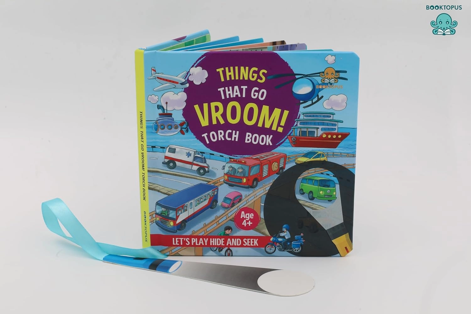 Booktopus Torch Discovery Book - Things That Go Vroom! Hidden Picture Book with Torch - Learning Activity Books for Kids 4 