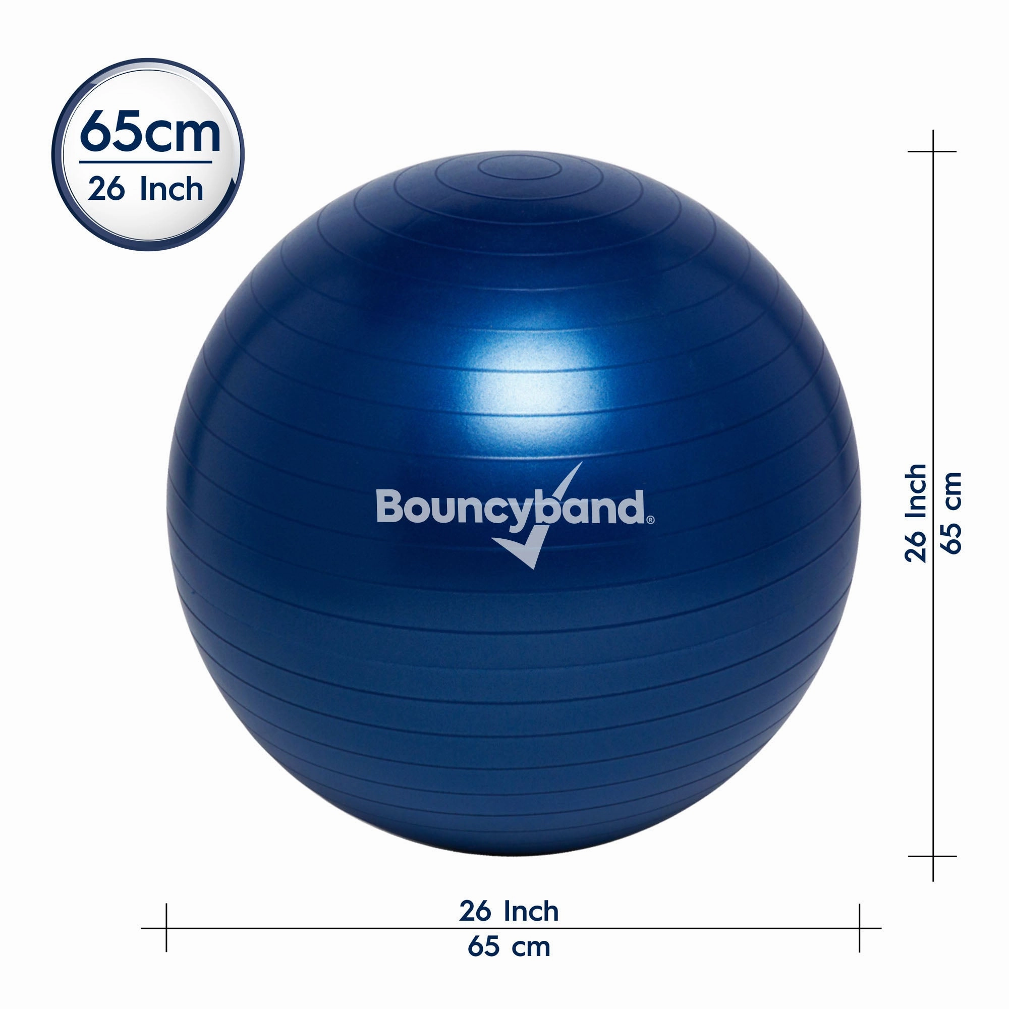 Bouncyband Anti-Burst Balance Ball, 65cm, Non-Slip, Blue