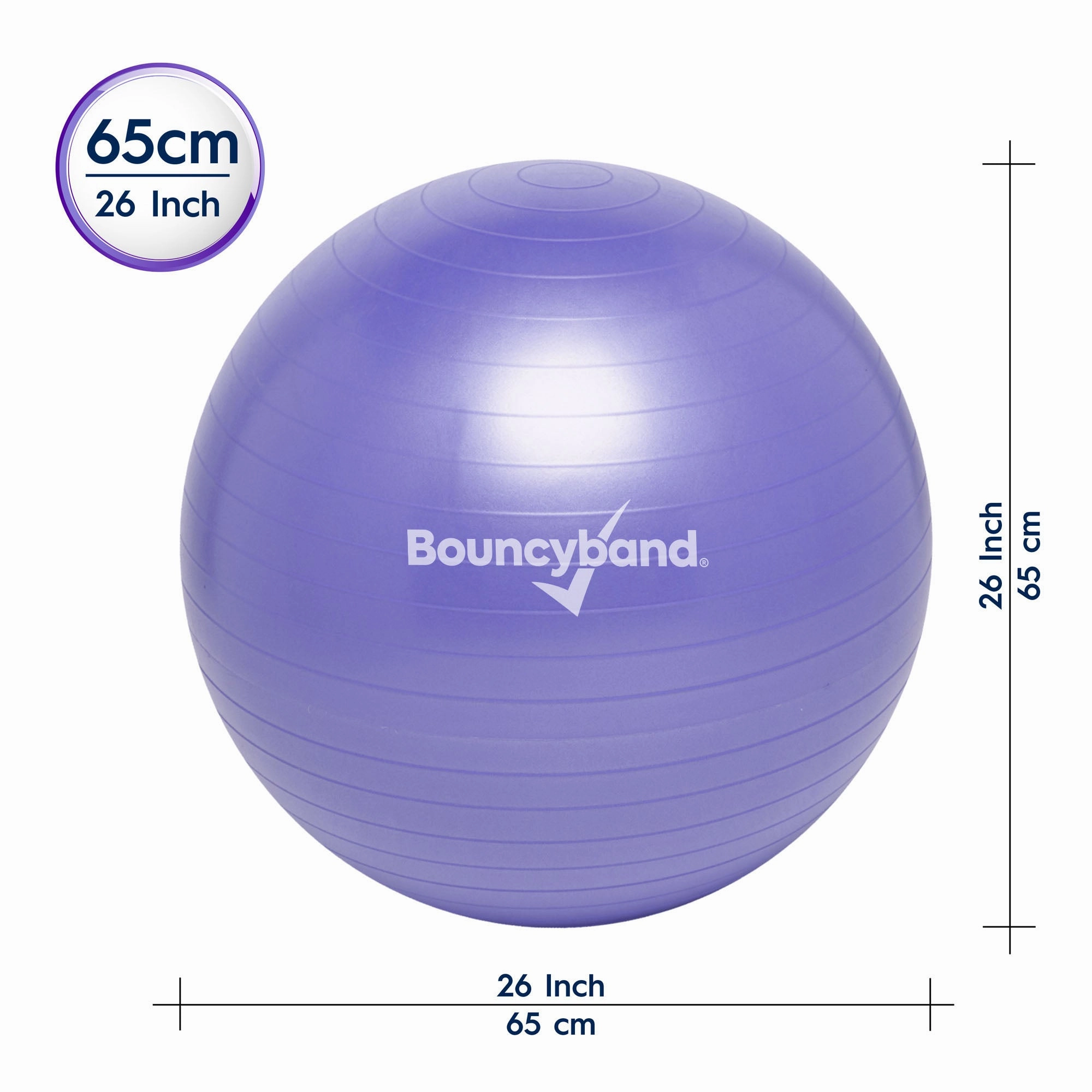 Bouncyband Balance Ball, 65cm, Vibrant Purple - Stay Active & Focused