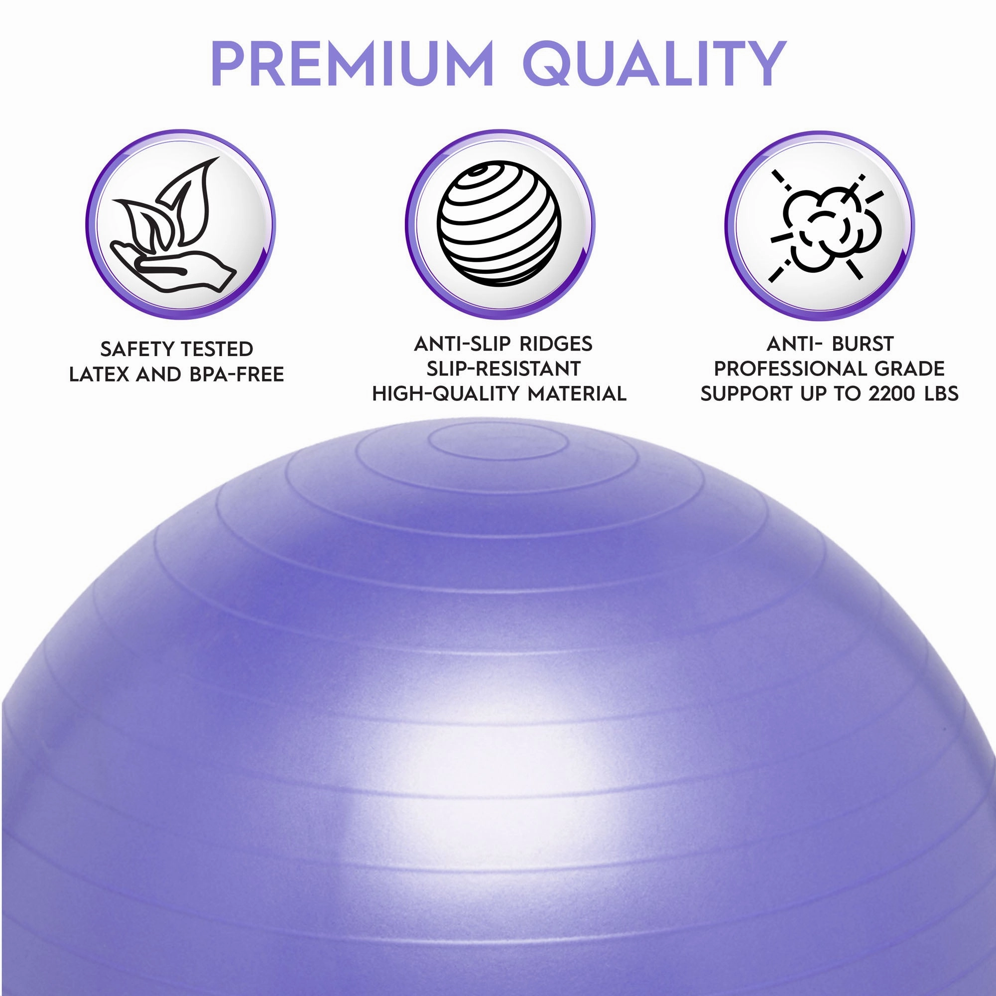 Bouncyband Balance Ball, 65cm, Vibrant Purple - Stay Active & Focused