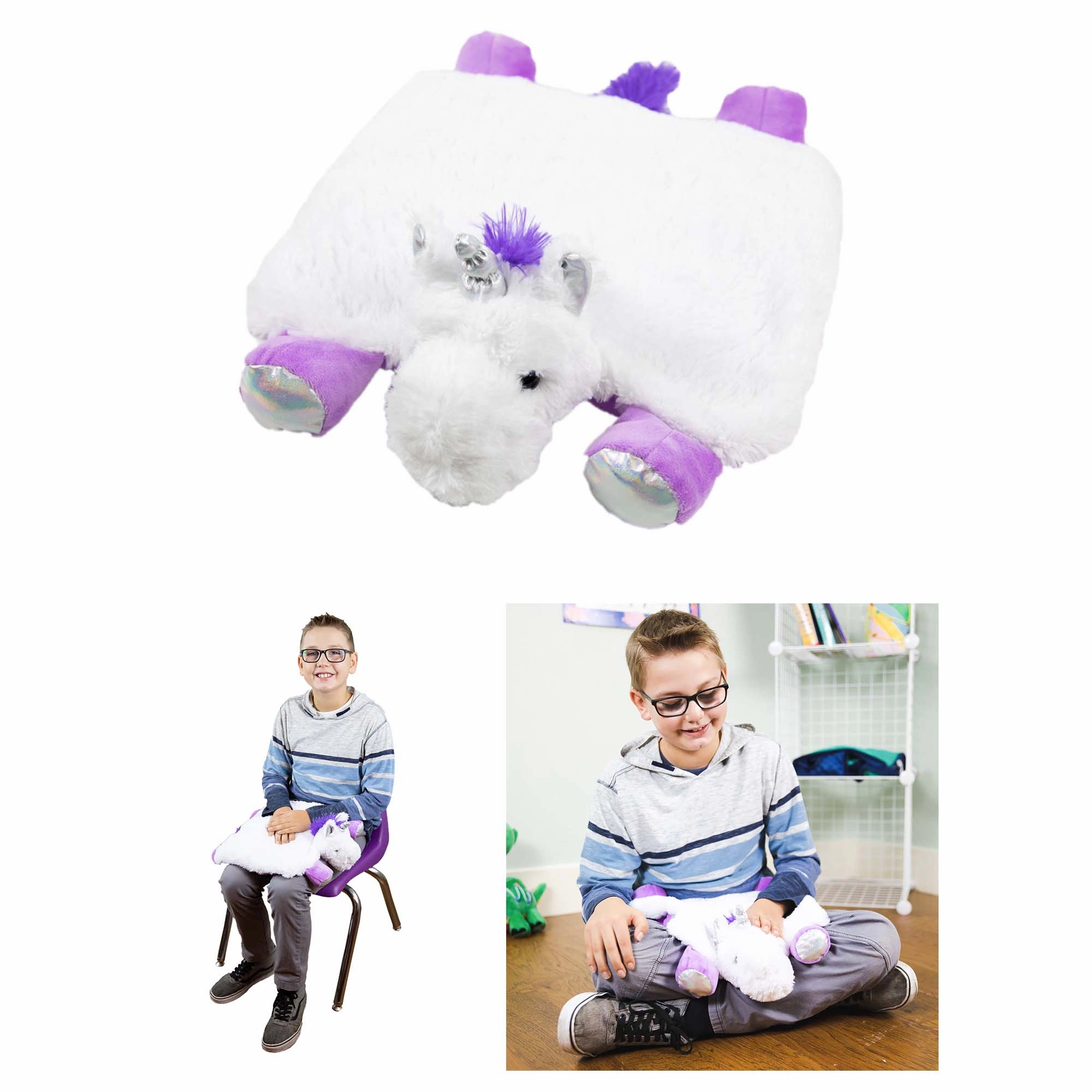 Bouncyband Unicorn Sensory Plush Weighted Lap Pad  Comforting and Washable