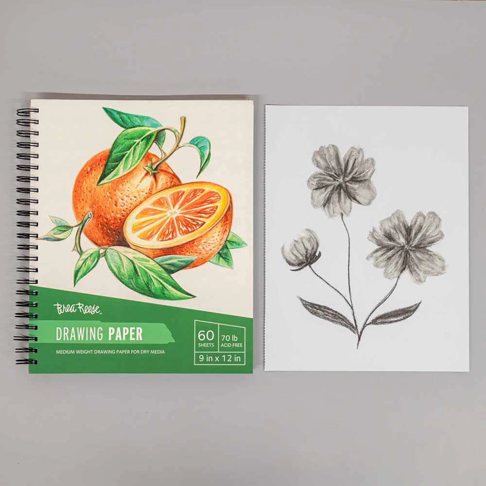 Brea Reese Spiral-Bound Drawing Paper Pad, 60 Sheets, 9x12"