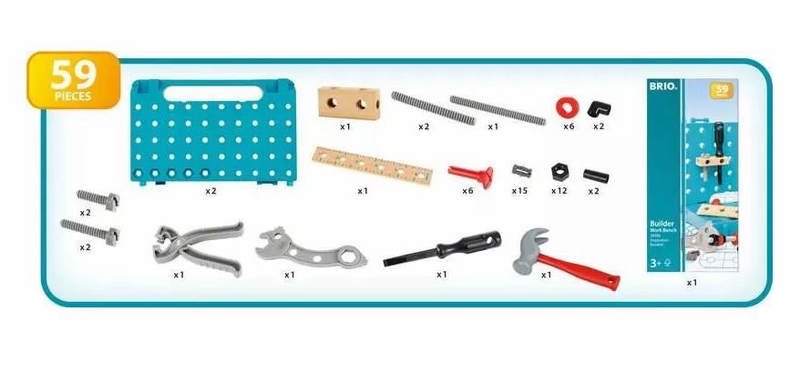 Brio Builder 34596 Work Bench 59 PC Construction Toy for Ages 3 and Up