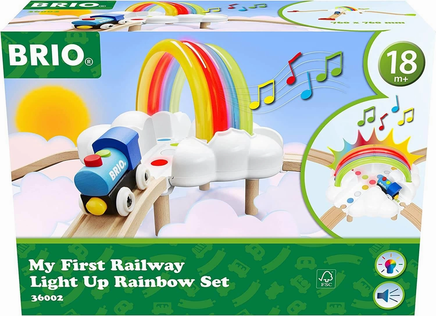 Brio My First Railway 36002 Light Up Rainbow Train Set for Ages 18M 