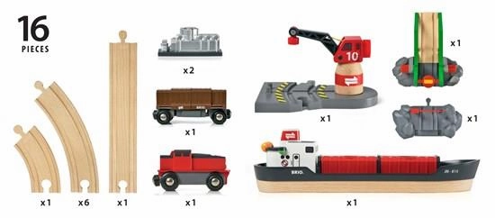 Brio World 33061 Cargo Harbour Train Set with Ship for Ages 3 and Up
