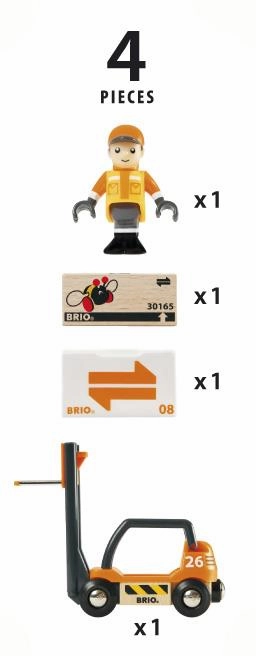 Brio World 33573 Forklift with Cargo Interactive Playset for Ages 3 