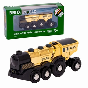 Brio World 33630 Battery Powered Mighty Gold Action Locomotive Ages 3 
