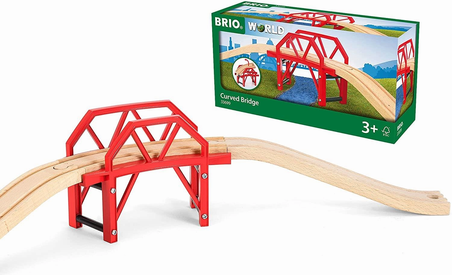 Brio World 33699 Curved Bridge Train Track Accessory for Ages 3 and Up