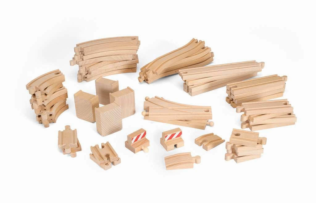 Brio World 33772 50 Piece Wooden Train Track Pack for Ages 3 and Up