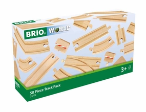 Brio World 33772 50 Piece Wooden Train Track Pack for Ages 3 and Up