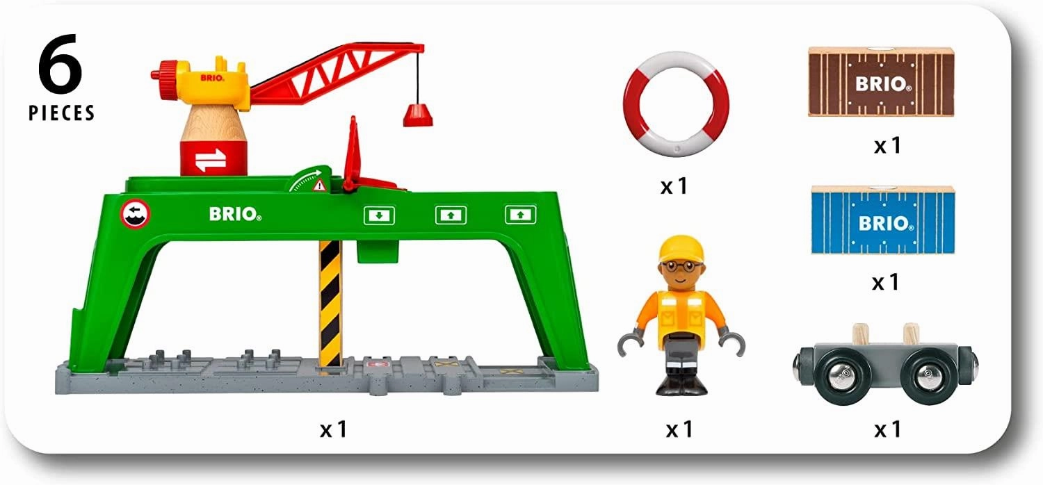 Brio World 33996 Container Crane Train Set Accessory for Ages 3 and Up